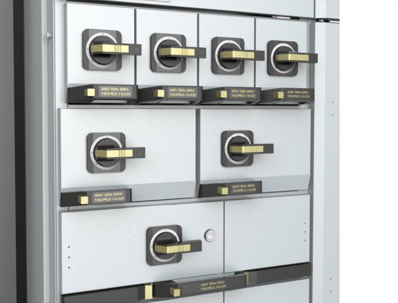 > Drawer knob handle and drawer sliding door handle design, in the press rotation area to do a unified gold sand color recognition design, and inlaid with a simplified logo shape.